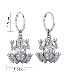 Knotwork Frog Silver Hoop Earrings TER2096 - DiveSilver Jewelry