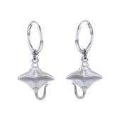 Manta Ray Sterling Silver Hoop Earrings TER2107 - DiveSilver Jewelry