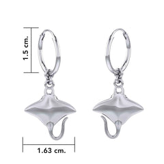Manta Ray Sterling Silver Hoop Earrings TER2107 - DiveSilver Jewelry
