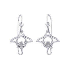 The Manta Ray Silver Earrings with Claddagh Symbol TER2167 - DiveSilver Jewelry