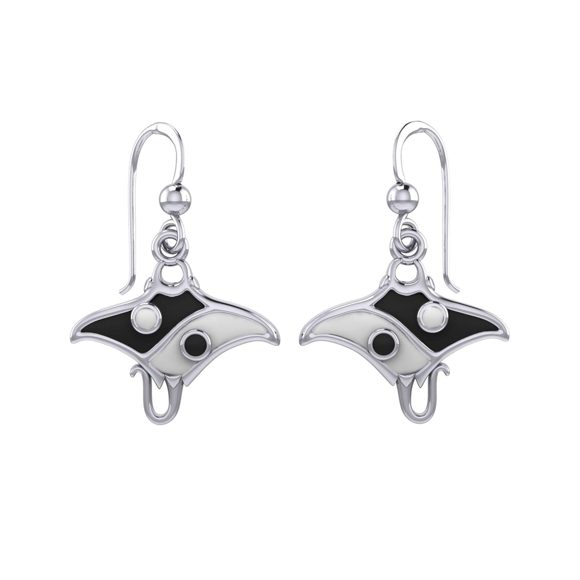 The Manta Ray with Yin Yang Symbol Silver Earring TER2168 - DiveSilver Jewelry
