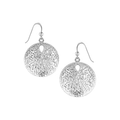 Coastal Charm Sterling Silver Hammer Textured Sand Dollar Earrings by Peter Stone TER2178 - DiveSilver Jewelry