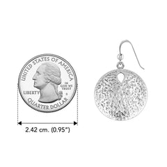 Coastal Charm Sterling Silver Hammer Textured Sand Dollar Earrings by Peter Stone TER2178 - DiveSilver Jewelry