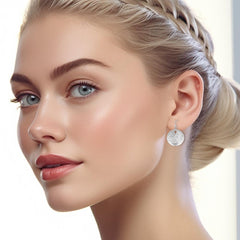 Coastal Charm Sterling Silver Hammer Textured Sand Dollar Earrings by Peter Stone TER2178 - DiveSilver Jewelry