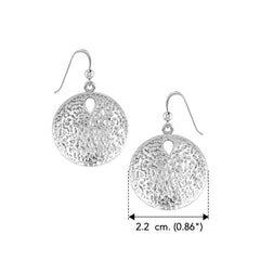 Coastal Charm Sterling Silver Hammer Textured Sand Dollar Earrings by Peter Stone TER2178 - DiveSilver Jewelry