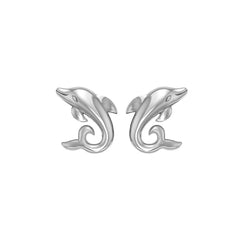Sterling Silver Friendly Dolphin Post Earring by Peter Stone - TER 2182 - DiveSilver Jewelry