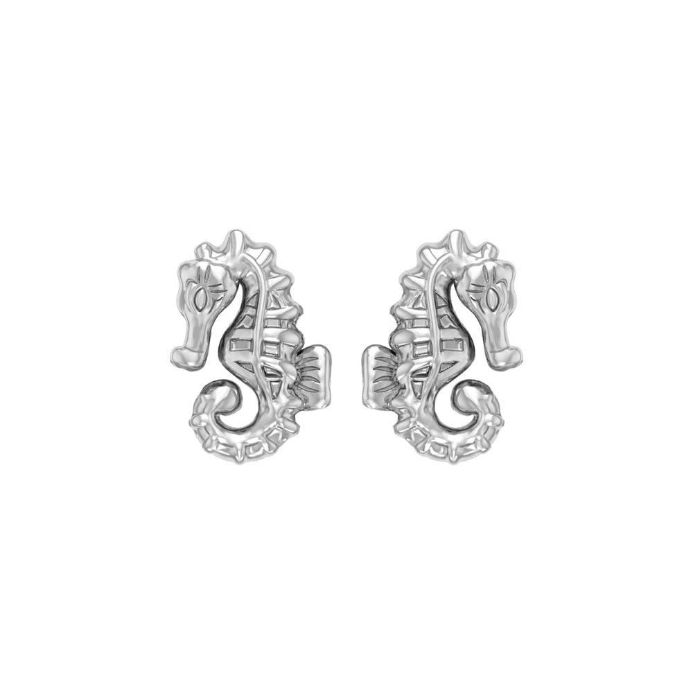 Elegance: Sterling Silver Oceanic Seahorse Post Earring by Peter Stone - TER 2183