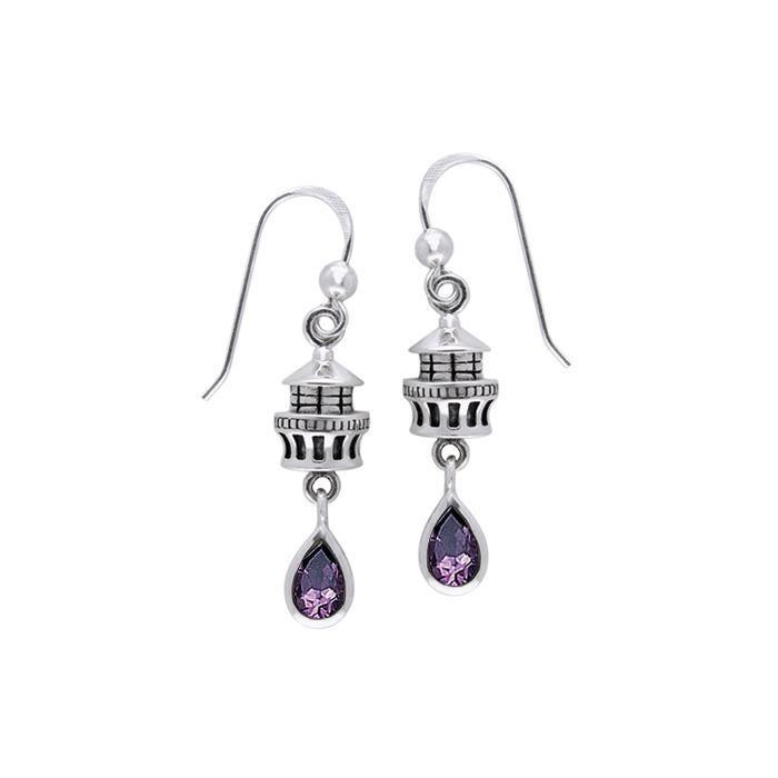 Glacial Lighthouse T Sterling Silver Hook Earring TER234 - Earrings