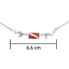 Divers holding their pride ~ Sterling Silver Jewelry Dive Flag Necklace TN192 - DiveSilver Jewelry