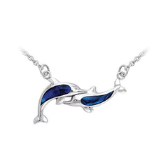 Twin Dolphins Sterling Silver Necklace TNC075 - Necklaces