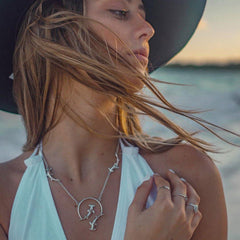 Quadruple Hammerhead Shark Sterling Silver Necklace TNC296 - Necklaces