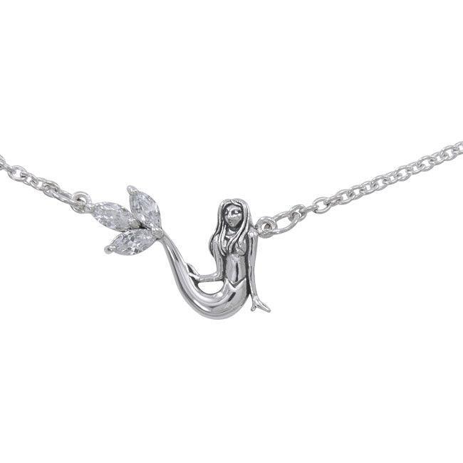 Laying Mermaid Sterling Silver Necklace TNC343 - DiveSilver Jewelry