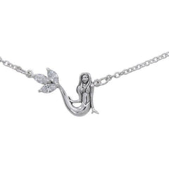 Laying Mermaid Sterling Silver Necklace TNC343 - DiveSilver Jewelry