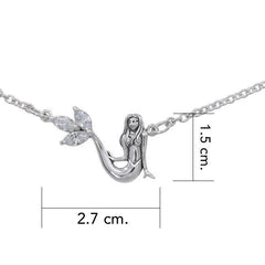 Laying Mermaid Sterling Silver Necklace TNC343 - DiveSilver Jewelry