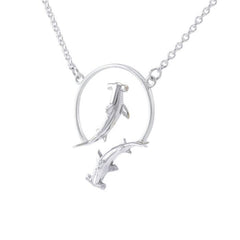 Quadruple Hammerhead Shark Sterling Silver Necklace TNC438P - Necklaces
