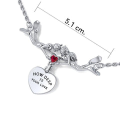 Freedivers Sterling Silver Gemstone Necklace with Dangling Heart TNC440 - DiveSilver Jewelry