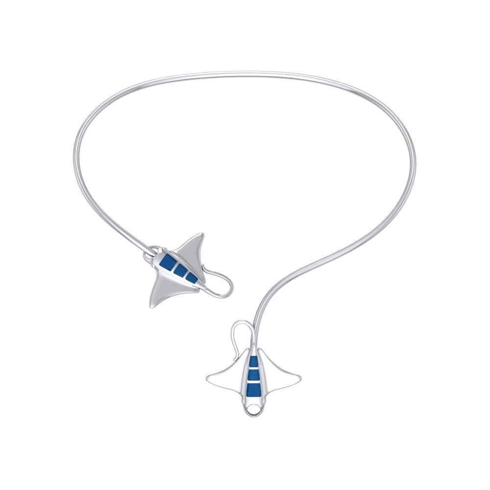 A worthwhile quest Silver with inlaid Manta Ray Wire Necklace TNC471 - Necklace