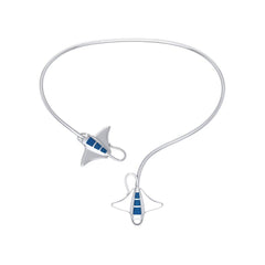 A worthwhile quest Silver with inlaid Manta Ray Wire Necklace TNC471 - Necklace