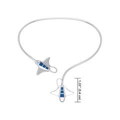 A worthwhile quest Silver with inlaid Manta Ray Wire Necklace TNC471 - Necklace