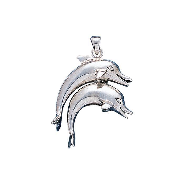 Double Dolphins Sterling Silver Pendant TP1003 - Pendants