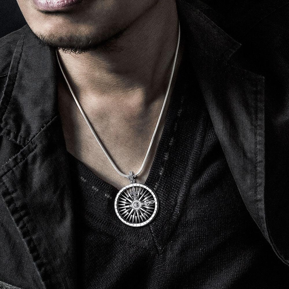 Fleur de Lis Compass Necklace Set TSE693 - DiveSilver Jewelry