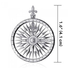 Fleur de Lis Compass Rose Pendant TP1118 - DiveSilver Jewelry
