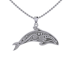 In the Dolphin's world of kind and calm ~ Sterling Silver Pendant TP1374 - Pendant