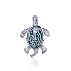 Aboriginal Turtle Silver Pendant - DiveSilver Jewelry