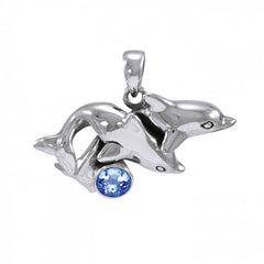 Double Dolphin Slider Pendant TP2639 - Pendants