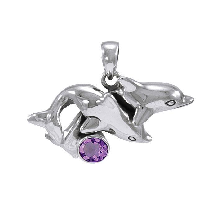 Double Dolphin Slider Pendant TP2639 - Pendants