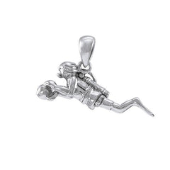 Sport Diver With Pearl Sterling Silver Pendant TP2680 - Pendants
