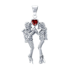 Gazing Dive Lovers Silver Pendant with Gemstone TP2685 - DiveSilver Jewelry