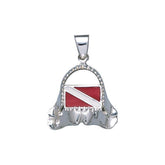 Dive r's Flag Shark Bite Sterling Silver Pendant TP2692 - DiveSilver Jewelry