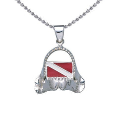 Dive r's Flag Shark Bite Sterling Silver Pendant TP2692 - DiveSilver Jewelry