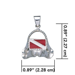 Dive r's Flag Shark Bite Sterling Silver Pendant TP2692 - DiveSilver Jewelry