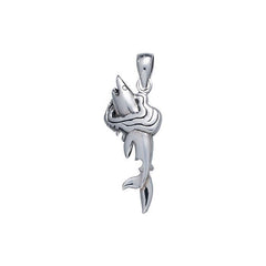 The Circling White Shark Sterling Silver Pendant TP2731 - Pendants