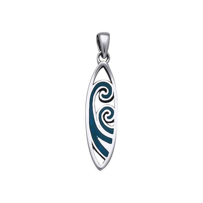 Surfboard With Waves Sterling Silver Pendant TP2946 - Pendants