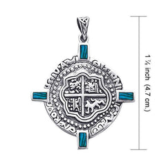 Pirate Treasure Coin Silver Pendant with Inlaid TP3080 - Pendant