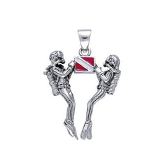 We Love Scuba Double Diver Sterling Silver Pendant TP3405 - Pendants