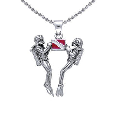 We Love Scuba Double Diver Sterling Silver Pendant TP3405 - Pendants