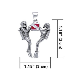 We Love Scuba Double Diver Sterling Silver Pendant TP3405 - Pendants
