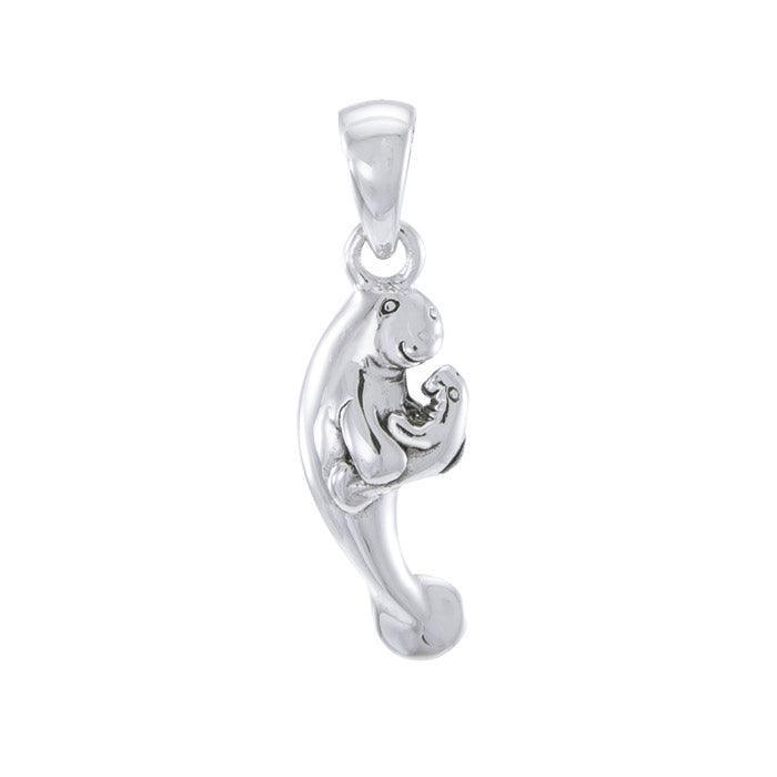 Mother & Baby Manatee Sterling Silver Pendant TPD035 - Pendants