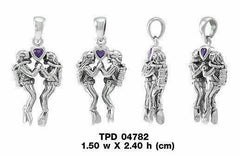 Undersea Lovers Gemstone Sterling Silver Pendant TPD4782 - Natural Amethyst - DiveSilver Jewelry