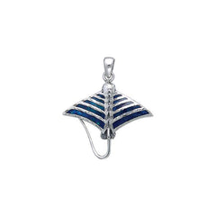 Inlaid Eagle Ray Sterling Silver Pendant TPD052 - Pendants