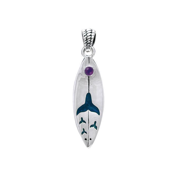 Whale Tail Design Surfboard Sterling Silver Pendant TPD056 - Pendants