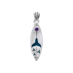 Whale Tail Design Surfboard Sterling Silver Pendant TPD056 - Pendants