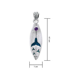 Whale Tail Design Surfboard Sterling Silver Pendant TPD056 - DiveSilver Jewelry