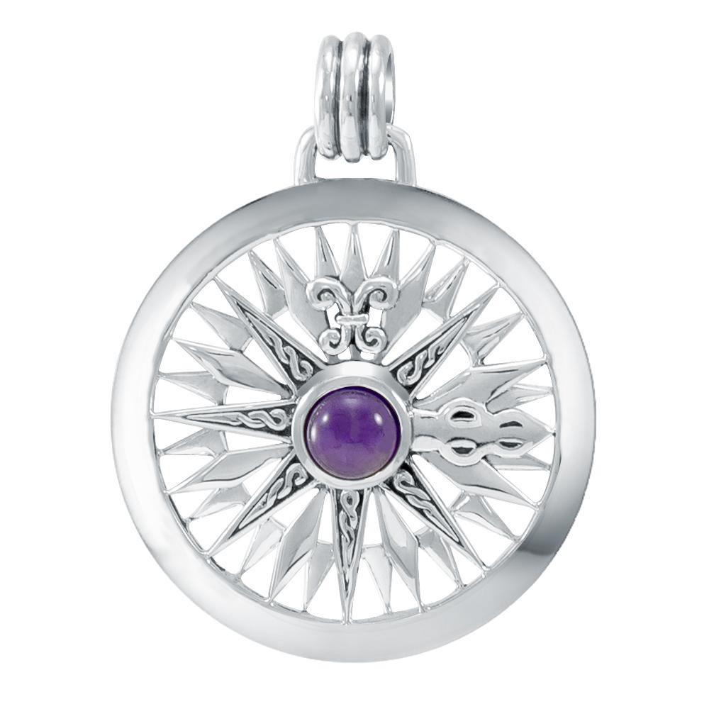 Celtic Fleur de Lis Compass Gemstone Pendant TPD075 - Pendants