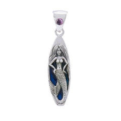Mermaid Design Surfboard Sterling Silver Pendant TPD077 - Pendants