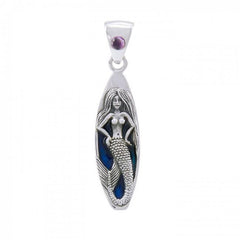 Mermaid Design Surfboard Sterling Silver Pendant TPD077 - Pendants